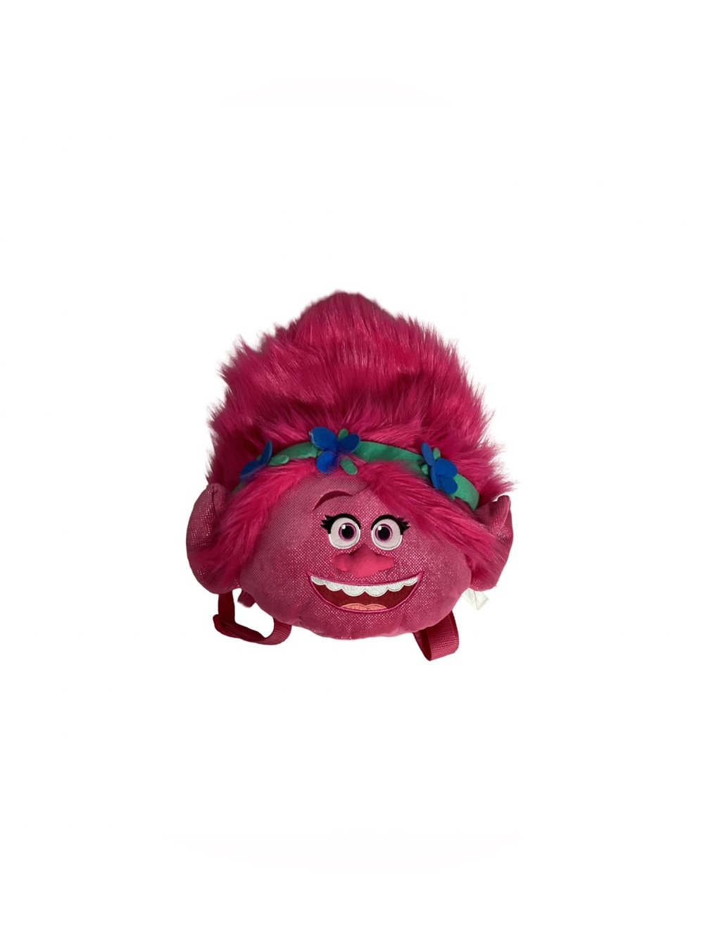 Dreamworks Trolls Poppy Pink Plush Zippered Backpack Bag EUC